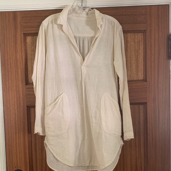 CP Shades Tops - Cream Long Sleeve Tunic Top